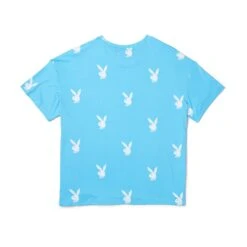 Women's All Over Bunny Tee -Fashion Clothing Store Playboy APO T Shirt Blue 02