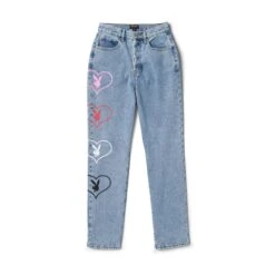 Women's Baggy Bunny Heart Denim Pants Amore