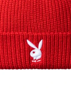 Rabbit Head Knit Beanie Red -Fashion Clothing Store Playboy Beanie Red 3