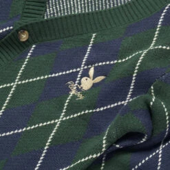 Men's Vintage Argyle Cardigan -Fashion Clothing Store Playboy ClassicCardigan Green 03