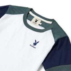 Team Jersey -Fashion Clothing Store Playboy Color Block Sleeve T Shirt Green 03