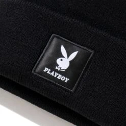 Knit Beanie With Logo Patch -Fashion Clothing Store Playboy Knit beanie Black 03