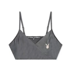 Women's Lounge Satin Cami & Short Set - Grey -Fashion Clothing Store Playboy MG Lounge Satin Cami Short Set Grey 01