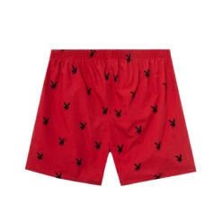Repeating Rabbit Head Lounge Shorts -Fashion Clothing Store Playboy MavrickBoxerShorts RedBlack 2