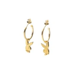 Bunny Huggie Hoops -Fashion Clothing Store Playboy Precious Bunny Huggie hoop Gold 003