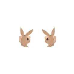 Rabbit Head Stud Earrings Rose Gold