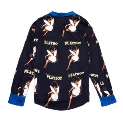 Soulland October 1971 Playboy Long Sleeve Camp Shirt -Fashion Clothing Store Playboy Soulland Jean Shirt blk 02