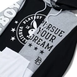 Women's Varsity Hoodie -Fashion Clothing Store Playboy Womens Sweatshirt Black 03