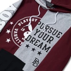 Women's Varsity Hoodie -Fashion Clothing Store Playboy Womens Sweatshirt Burgundy 03