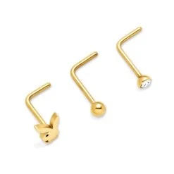 Bunny Nose Studs, 3 Pack -Fashion Clothing Store bunny nose studs gold
