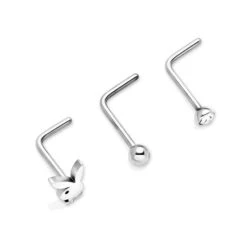 Bunny Nose Studs, 3 Pack -Fashion Clothing Store bunny nose studs silver 2