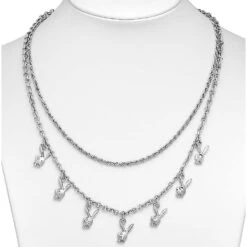 Bunny Stacked Chain Bunny Necklace -Fashion Clothing Store bunny stacked chain necklace 2