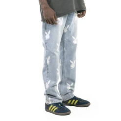 Playboy X Pleasures Scatter Denim Pants -Fashion Clothing Store scatter denim blue 03 6a4998a3 f0dd 4559 a109 83de6ac990e3